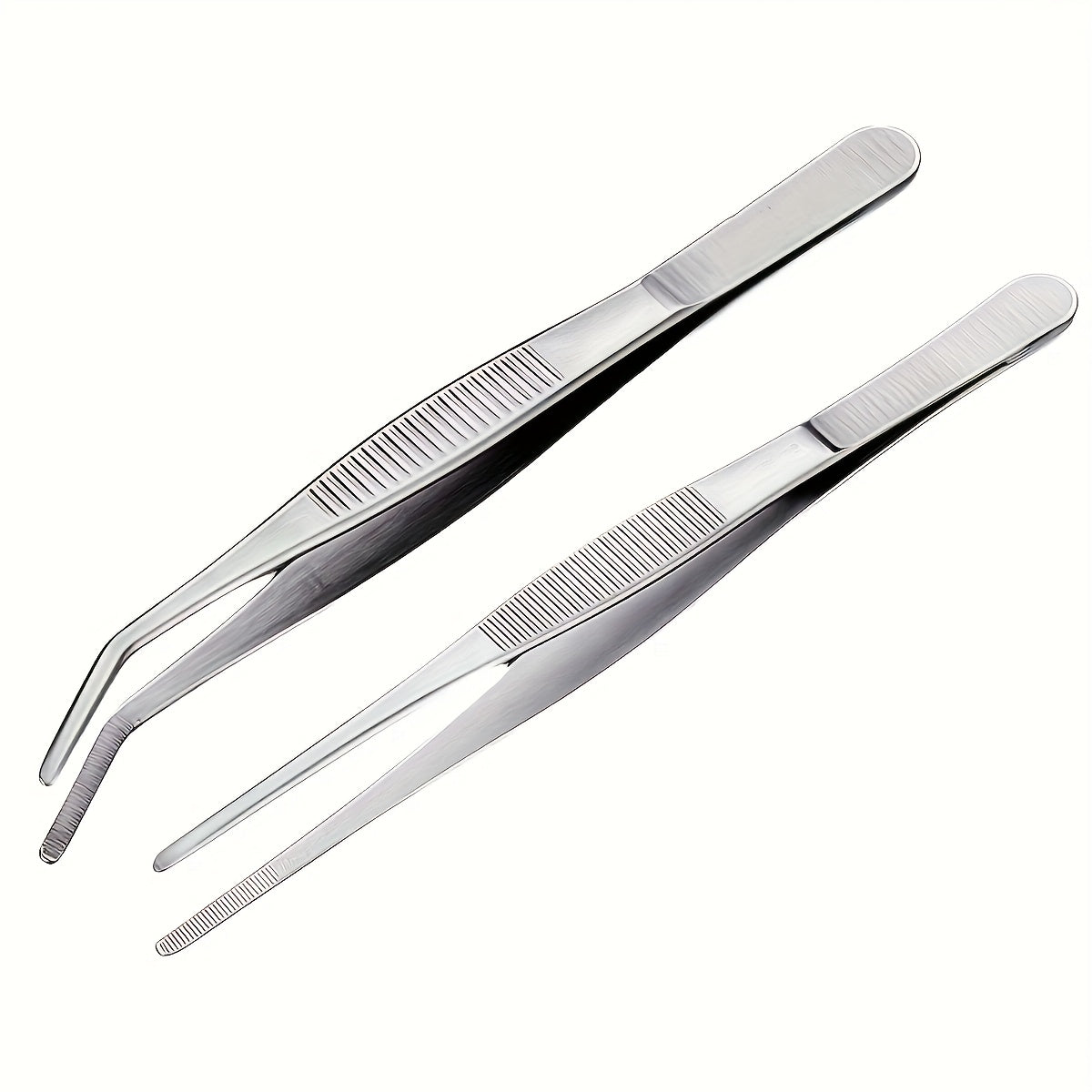 2pcs Pinzas de Acero Inoxidable - Puntas Curvas y Rectas, Empuñadura Ergonómica de Precisión para Jardinería, Cultivo de Suculentas, Arte del Té, Plantas Acuáticas - Herramientas Multiusos Duraderas para el Hogar & Aficionados, Pinzas de Jardín, Acabado