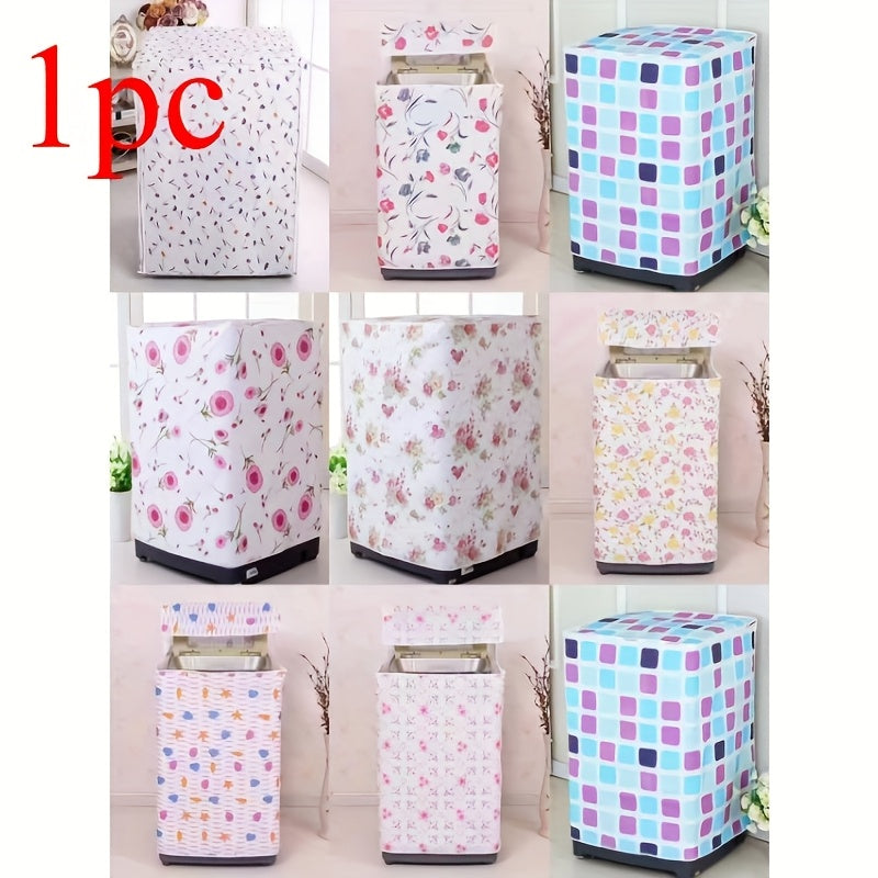 Tapa de lavadora PE - Diseño moderno floral y geométrico, cubierta duradera y resistente al polvo que no se desvanece para lavadoras de carga frontal y lavado de un solo golpe, patrones de hojas vibrantes, se adapta a balcones y espacios de vida, portáti