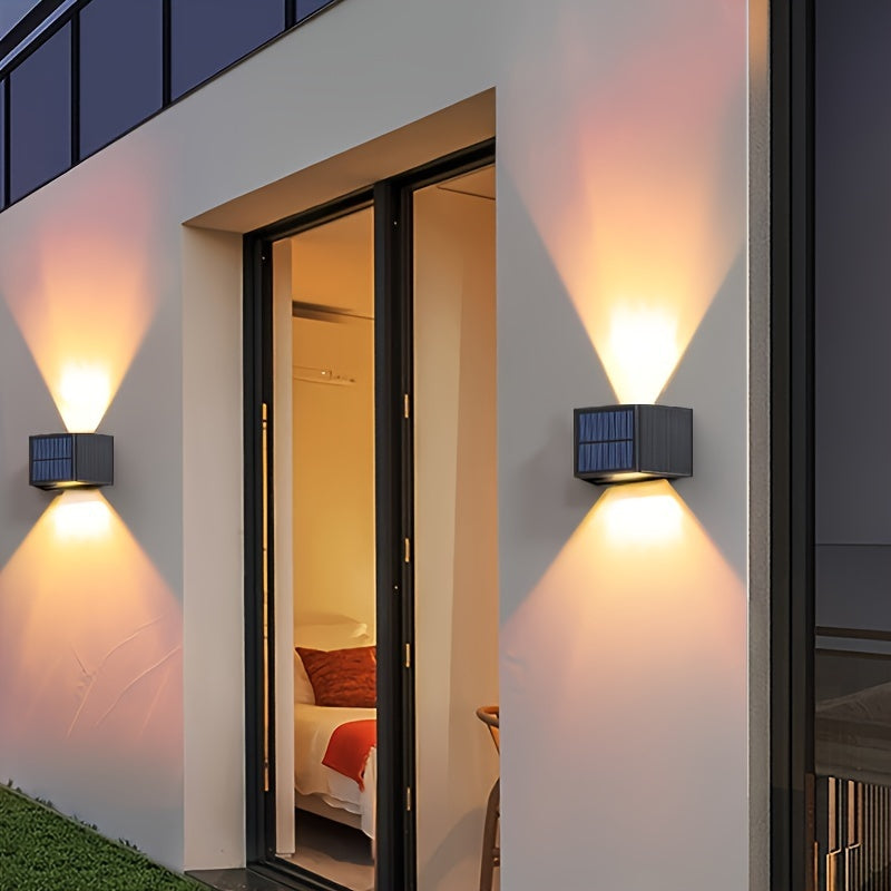 1pc/2pcs/4pcs Lámpara de Pared Solar HISHELL, Sensor Inteligente 5.5W Alta Eficiencia, Carga Dual-Direccional, Temperatura de Color Blanco Cálido y Frío, Batería de 12 Horas, Material ABS Impermeable, Compatible con Jardín, Garaje, Pasillo