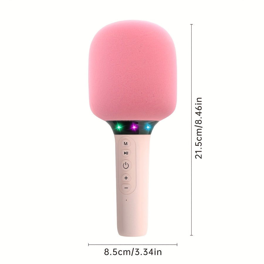 Micrófono inalámbrico TANALAZ con sistema de sonido y luces coloridas - Micrófono portátil USB-C recargable para viajes, hogar, fiestas, KTV - Batería, 2,5-10W de potencia, rosa/azul, accesorios KTV, micrófono moderno, audio de alta calidad
