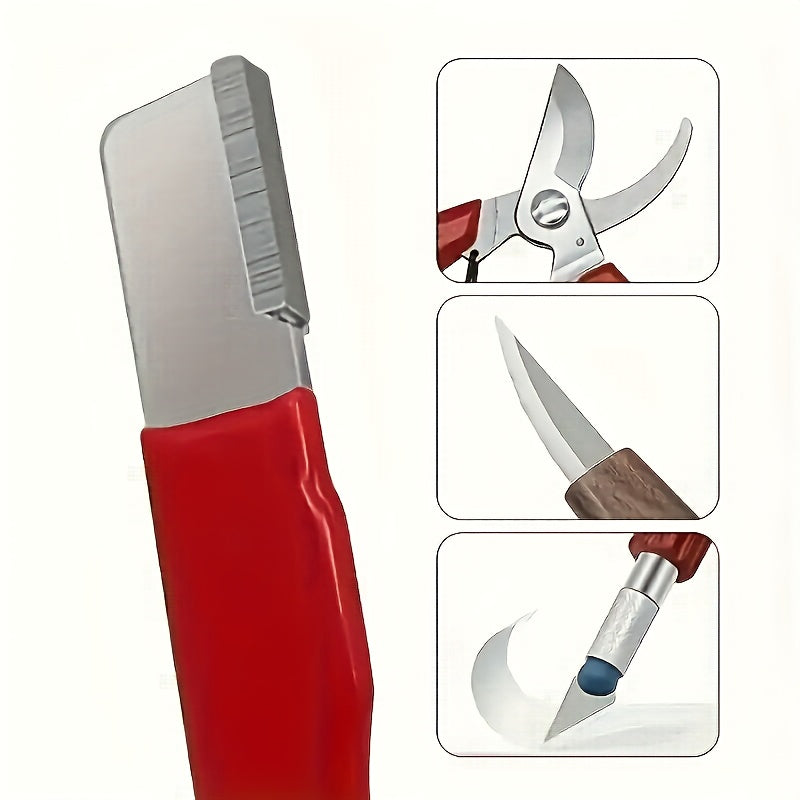 Afilador de cuchillos profesional de acero de tungsteno - Herramienta de afilado de doble cara con cubierta protectora, mango antideslizante, grano de acero duradero para cuchillos de cocina y tijeras de jardín, oferta de compra 1 y llévate 1 gratis
