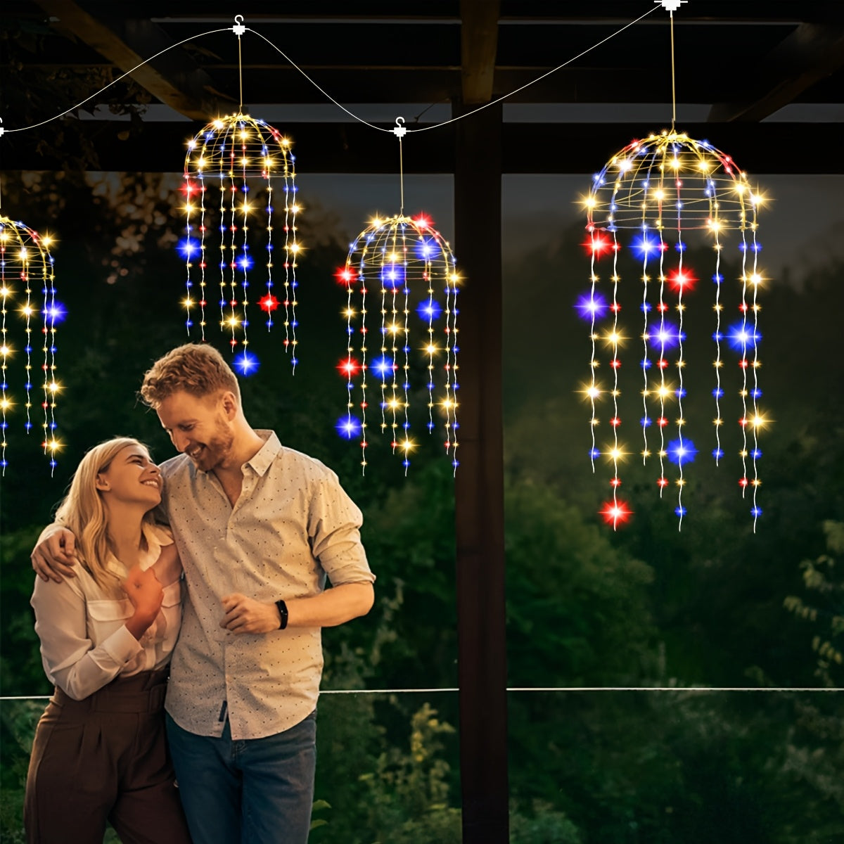 4 Conjuntos de Candelabros Decorativos para Exterior para Luces de Patio y Jardín, 265 Leds, Luces de Hadas, 8 Modos, Candelabros Solares para Patio, Paisaje, Parque, Fiesta, Tienda, Patio, Decoraciones de Árbol, Perfecto para Decoraciones de Día de la I