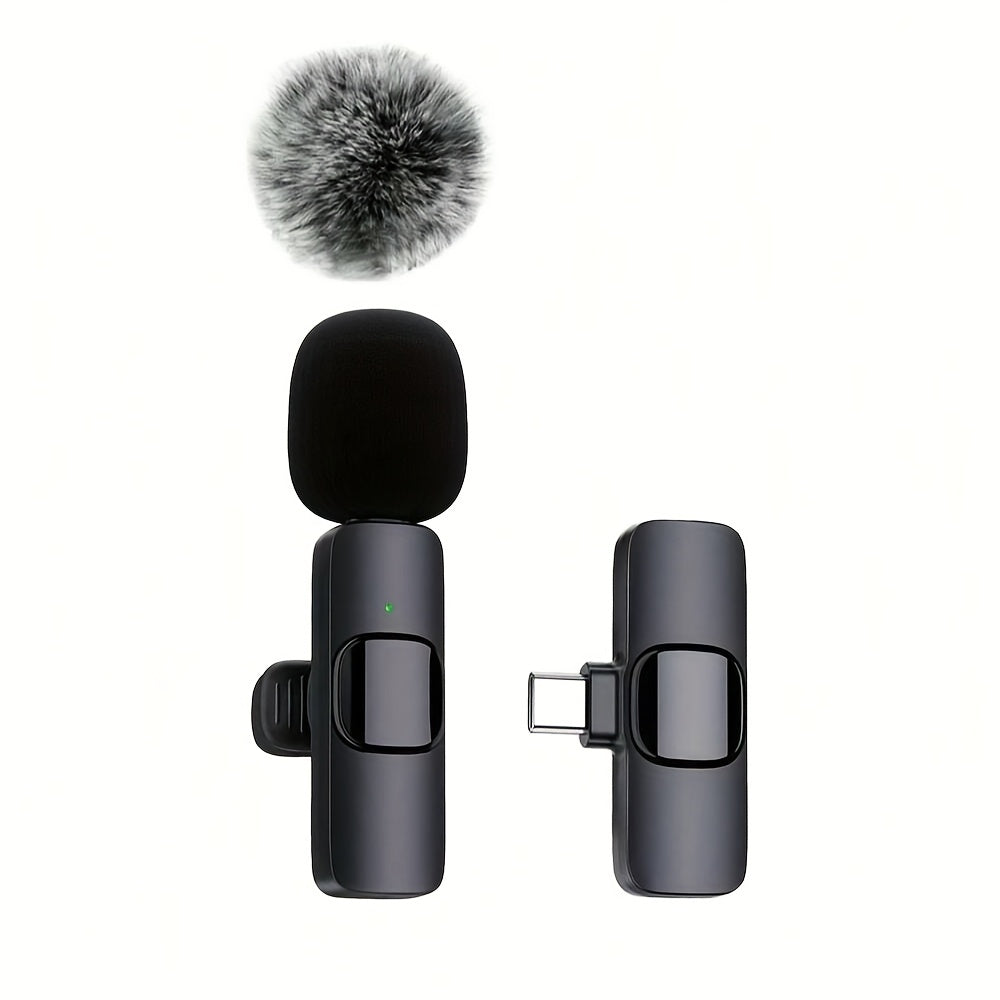 Microfono Lavalier sin varillas con 10 Receptores de Audio, USB-C y Funcionalidad Inalámbrica, Doble Micrófonos, Incluye Pantalla Antiviento, Cancelación de Ruido, Ideal para Streaming, Podcasting y Grabación de Video