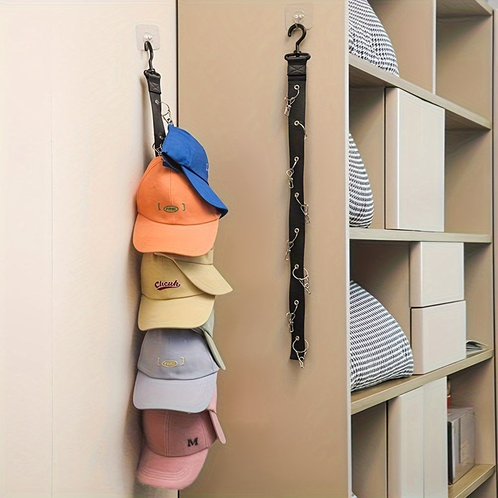 Perchero de acero inoxidable con 8 ganchos - capacidad para 16 gorras de béisbol - almacenamiento no eléctrico versátil y adecuado para el hogar, armario o decoración, ideal para verano
