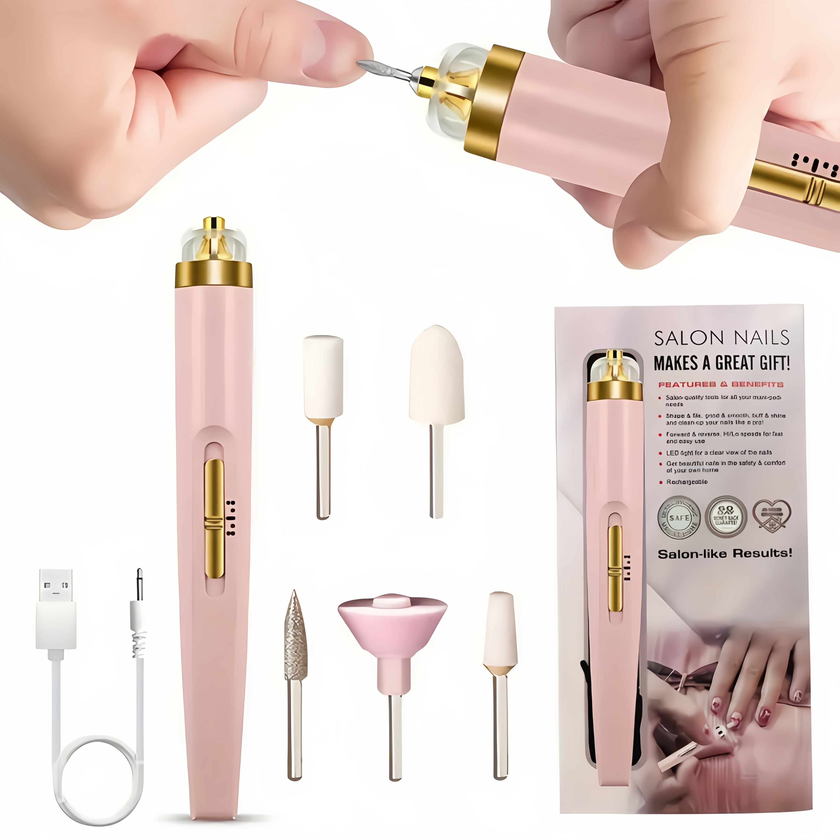 Maquinilla Eléctrica para Uñas con Gel y Kit de Pedicura, Herramientas de Manicura y Cuidado del Pies