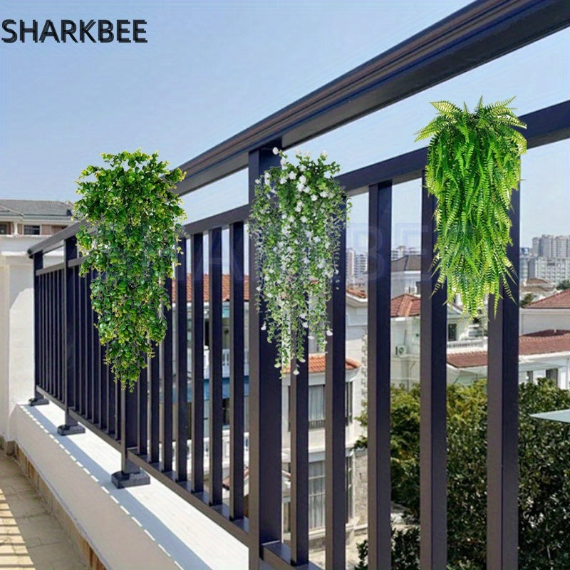 SHARKBIE 6 piezas de Planta Verde Artificial para Exterior Simulación de Helecho Persa, Hiedra y Boj, Adecuado para Jardines Exteriores, Bodas, Festivales, Pasillos, Decoración de Paredes y Puertas Principales, Decoración Colgante Interior y Exterior