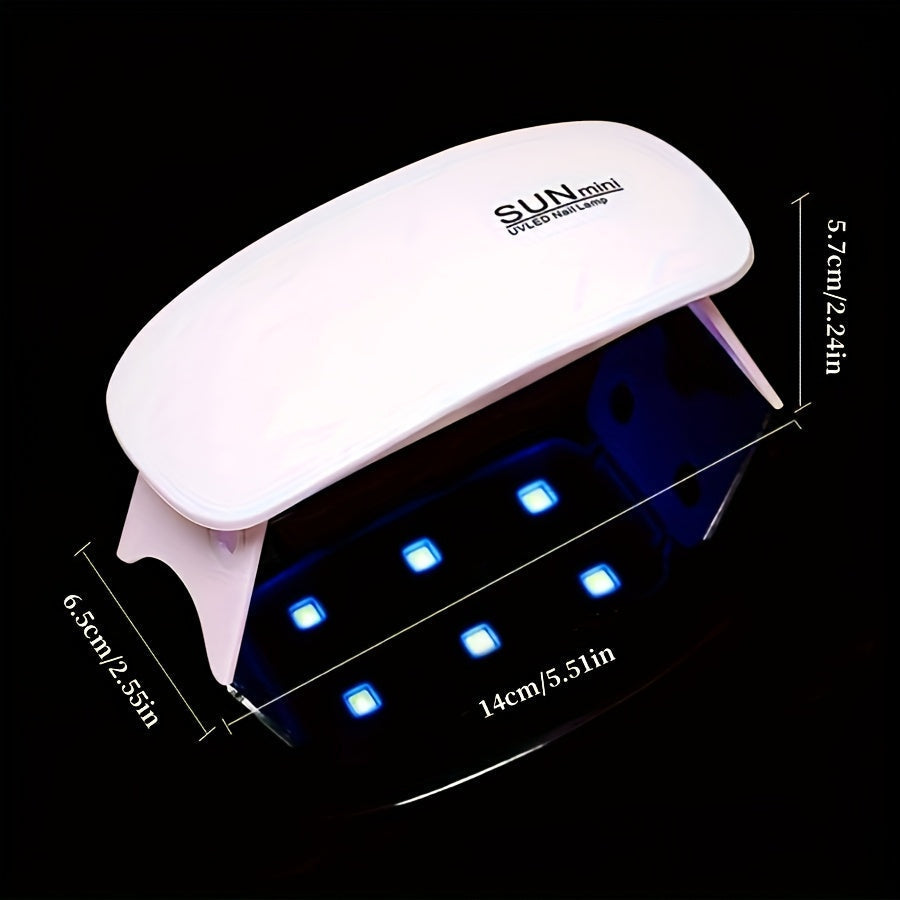 Mini Lámpara Portátil para Uñas con 6 LED - Rosa y Blanco, Alimentación USB, Diseño Plegable, Ideal para Pulido de Gel y Secado - Perfecta para Cuidado de Manos y Pies