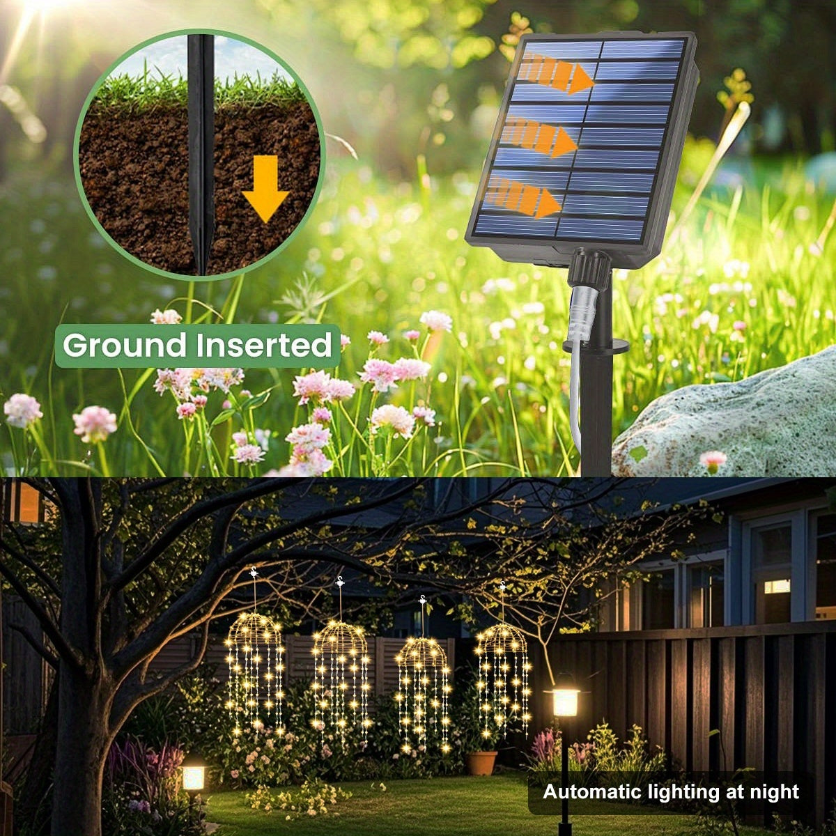 4 Conjuntos de Candelabros Decorativos para Exterior para Luces de Patio y Jardín, 265 Leds, Luces de Hadas, 8 Modos, Candelabros Solares para Patio, Paisaje, Parque, Fiesta, Tienda, Patio, Decoraciones de Árbol, Perfecto para Decoraciones de Día de la I