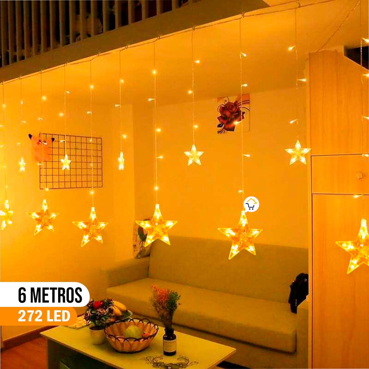 Luces Led Estrella X272 LED Cortina Luces 6m Navidad Cálida H1801TCCA