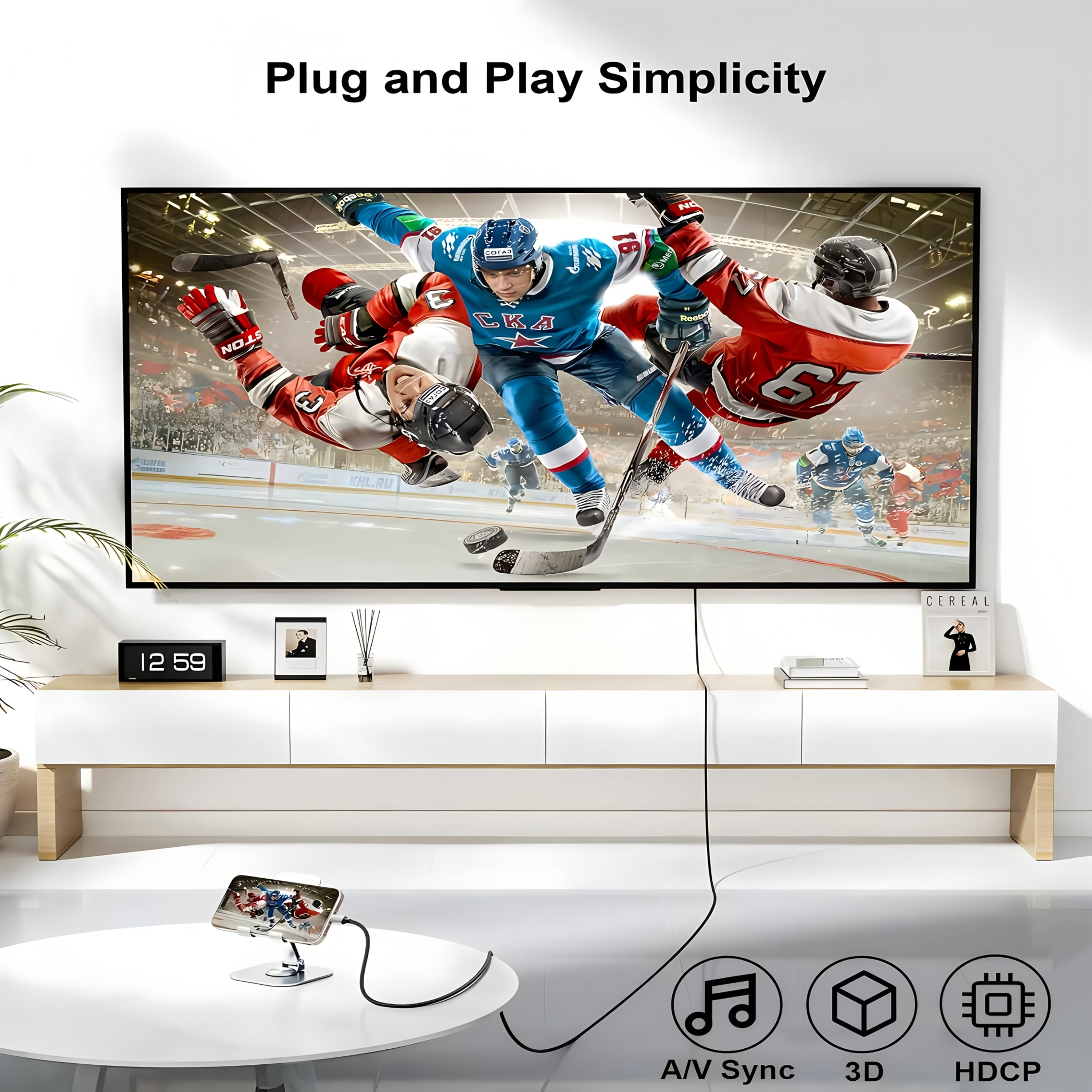 Cable USB C a HDTV de 6 pies | Cordón USB 3.1 Tipo-C de Alta Velocidad 4K Compatible con Thunderbolt 3/4 para MacBook Pro/Air, Galaxy S8 a S23, iPhone 15/16, iPad Pro, iMac