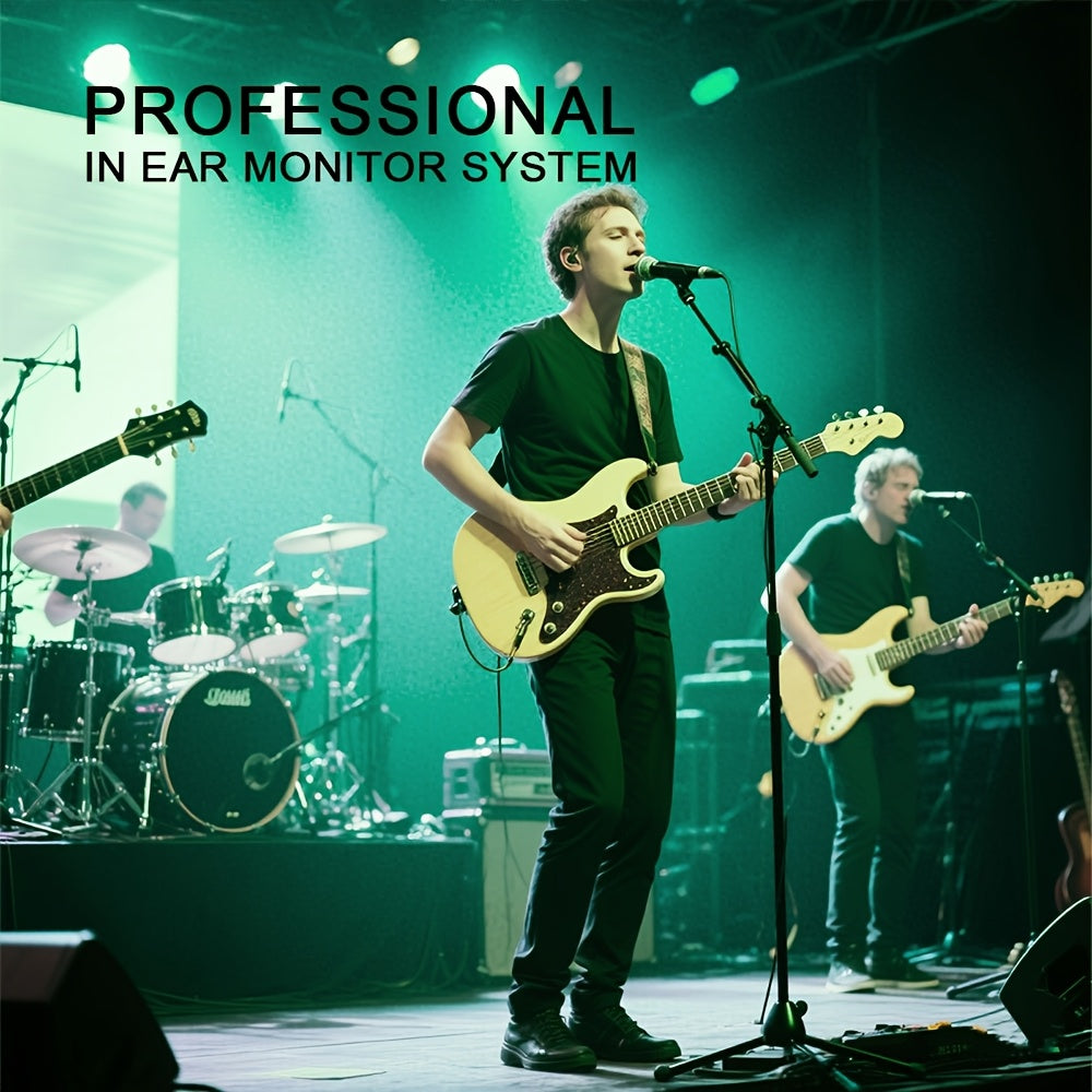 Monitores inalámbricos intraurales profesionales UHF LMBGM con carga USB, pantalla a color TFT, 16 frecuencias seleccionables, función de ganancia de audio, carga USB-C y conector XLTR para conciertos, estudios de grabación, presentaciones en vivo, activ