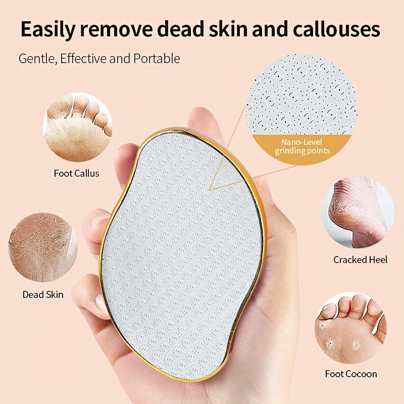 Limpiador de Pies y Exfoliante de Vidrio Nano Duradero - Removedor Ergonómico para Pies Suaves, Sin Batería Necesaria, Molinillo Portátil Beige Claro para Pedicura y Manicura, Herramientas de Cuidado de Pies con Acabado Brillante, Construcción de Calidad