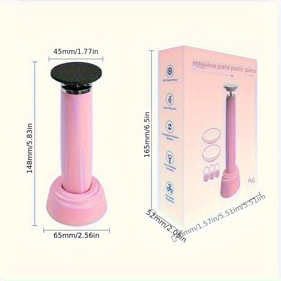 Exfoliador Eléctrico de Pies Compacto con USB - Eliminador de Cutículas Beige Suave para Uso en Casa y Salones de Belleza
