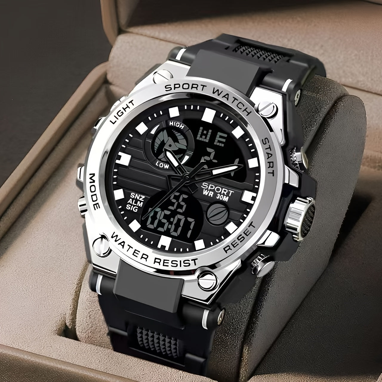 Reloj electrónico multifuncional, moderno para adolescentes, reloj despertador luminoso impermeable con cronómetro, fecha y diseño deportivo casual