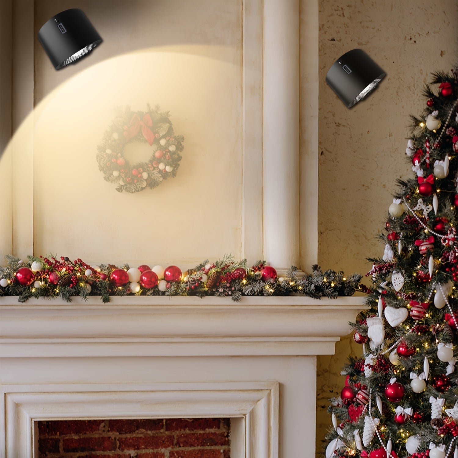 Apliques de pared LED festivos: 1/2 juego, regulables, 3 temperaturas de color, control remoto, rotación 360°, carga USB, ideales para decoración navideña, perfectos como regalo de Navidad, oficina, habitación, hotel, fiesta o restaurante