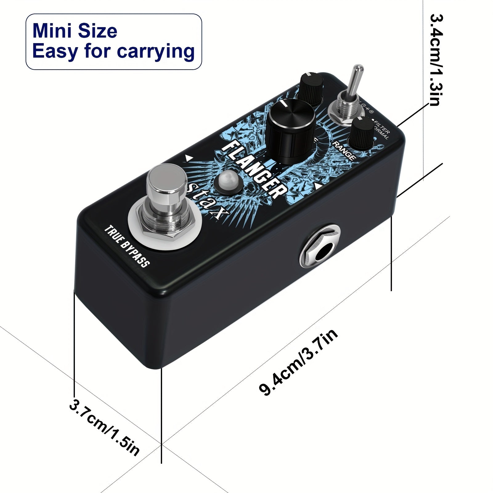 Amuzik Pedal de Guitarra Analógico Vintage Flanger - Efecto True Bypass con Controles de Perilla, Construcción Metálica Resistente para Guitarras Eléctricas, Compatible con Amplificadores, Multi-Banda Flanger para Sonidos Rock/Jazz/Sintetizador Retro, Pe