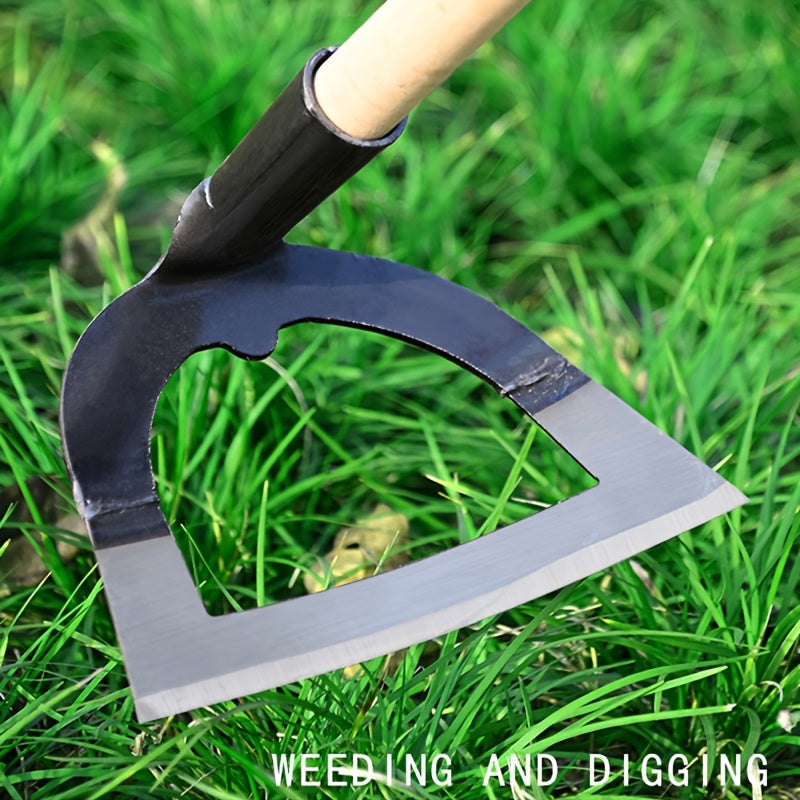 Azada de Acero de Alta Resistencia - Diseño Grande y Engrosado para Mantenimiento Eficiente del Jardín, Hoja de Sierra Afilada para Aflojar la Tierra, No Necesita Poste, Perfecta para Huertos de Verduras, Agrícola, Azada Hueca