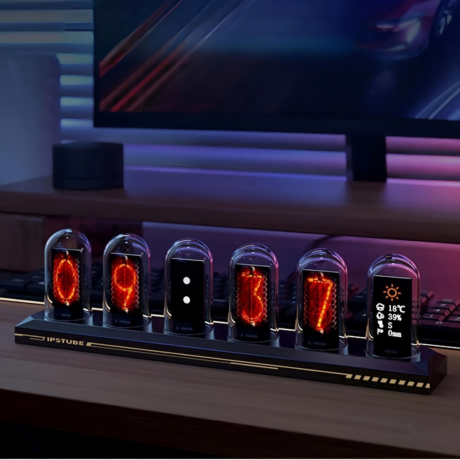 Kit de Luz Nocturna de Reloj de Simulación de Tubo Nixie RGB Moderno - Con Wi-Fi, 3 Modos de Iluminación, Pantalla 12/24h, Decoración de Escritorio con Alimentación USB y Control por App