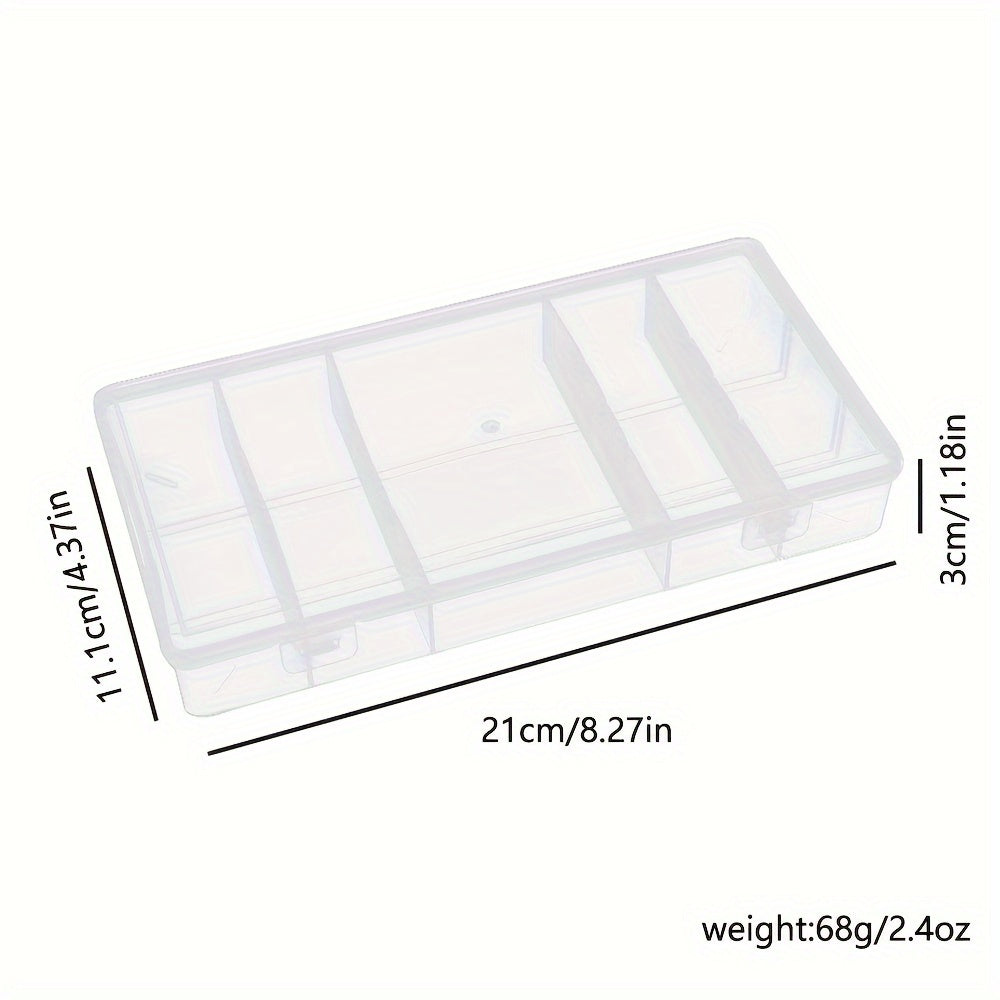 Caja de almacenamiento de pestañas verticales rectangular transparente de 5 cuadrículas con cierre de clic - Sin aroma, no requiere suministro de energía, sin batería - Organizador de herramientas de maquillaje, 1 paquete