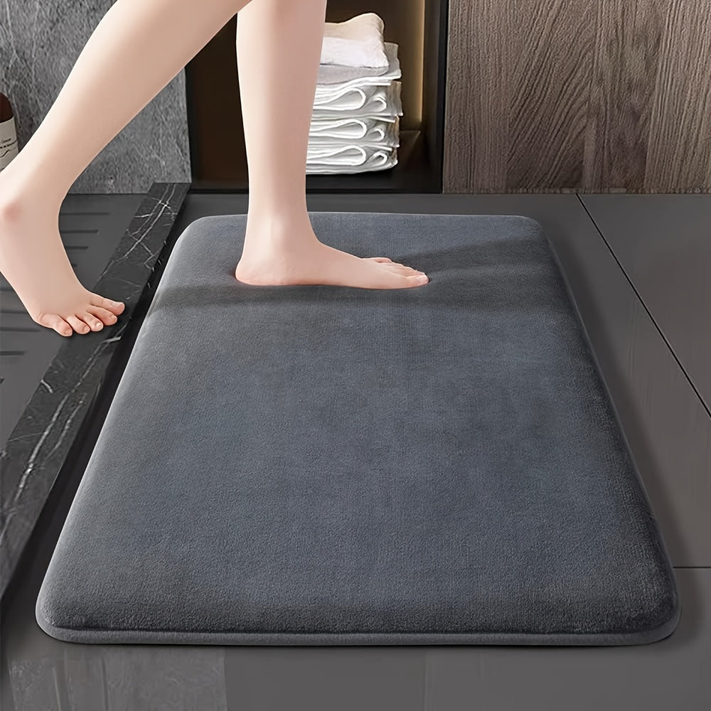 Alfombra de baño de felpa coral ultra suave - Secado rápido, antideslizante, lavable a máquina con respaldo de PVC, poliéster mullido, pelo bajo, forma rectangular para seguridad en la entrada del baño