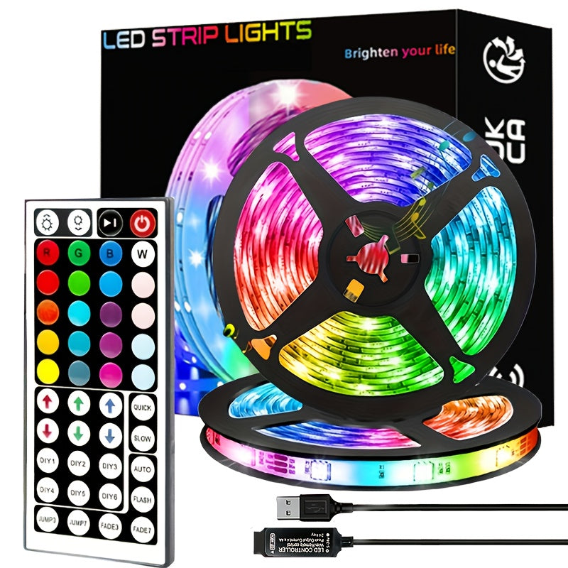Luz LED inteligente con control remoto inalámbrico - Cambio de color RGB, luces USB regulables para decoración de sala de estar, iluminación ambiental flexible con control remoto, funcionamiento con batería de botón (36V), luces con control remoto, exhib