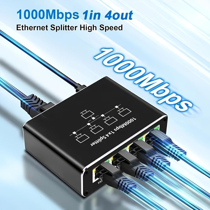 Conmutador Ethernet Gigabit LEINSIS / Adaptador de Red - Router de 4 Puertos con Alimentación USB, Puertos RJ45, Auto-Negociación y MDI/MDIX, Compatible con Cables Cat5/5e/6/7/8, para Oficina en Casa, Gaming, Streaming - Diseño Compacto, Hub de Red Domés
