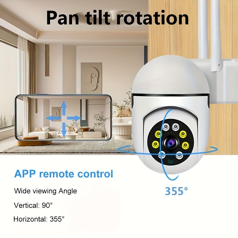 Camara de Seguridad Inteligente WiFi Inalámbrica 1080P Alta Definición: Pan/Tilt/Zoom 360°, Visión Nocturna en Color, Audio Bidireccional, Rastreo de Movimiento – Ideal para Monitoreo de Mascotas y Uso Interior/Exterior | Alimentación por USB