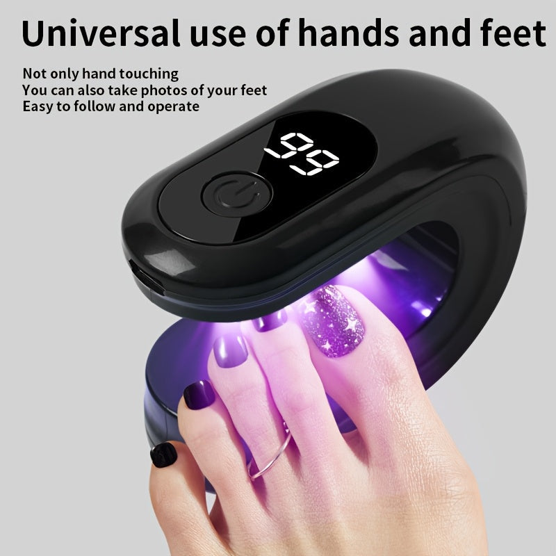 Linterna Portátil para Uñas con Temporizador Digital - Lámpara de Secado Rápido USB, Pantalla LCD, Endurecimiento Rápido para Esmalte en Gel - Secador de Uñas Alimentado por USB para Hogar y Salón, Batería de Litio Duradera - Ideal para Manicuras y Pedic