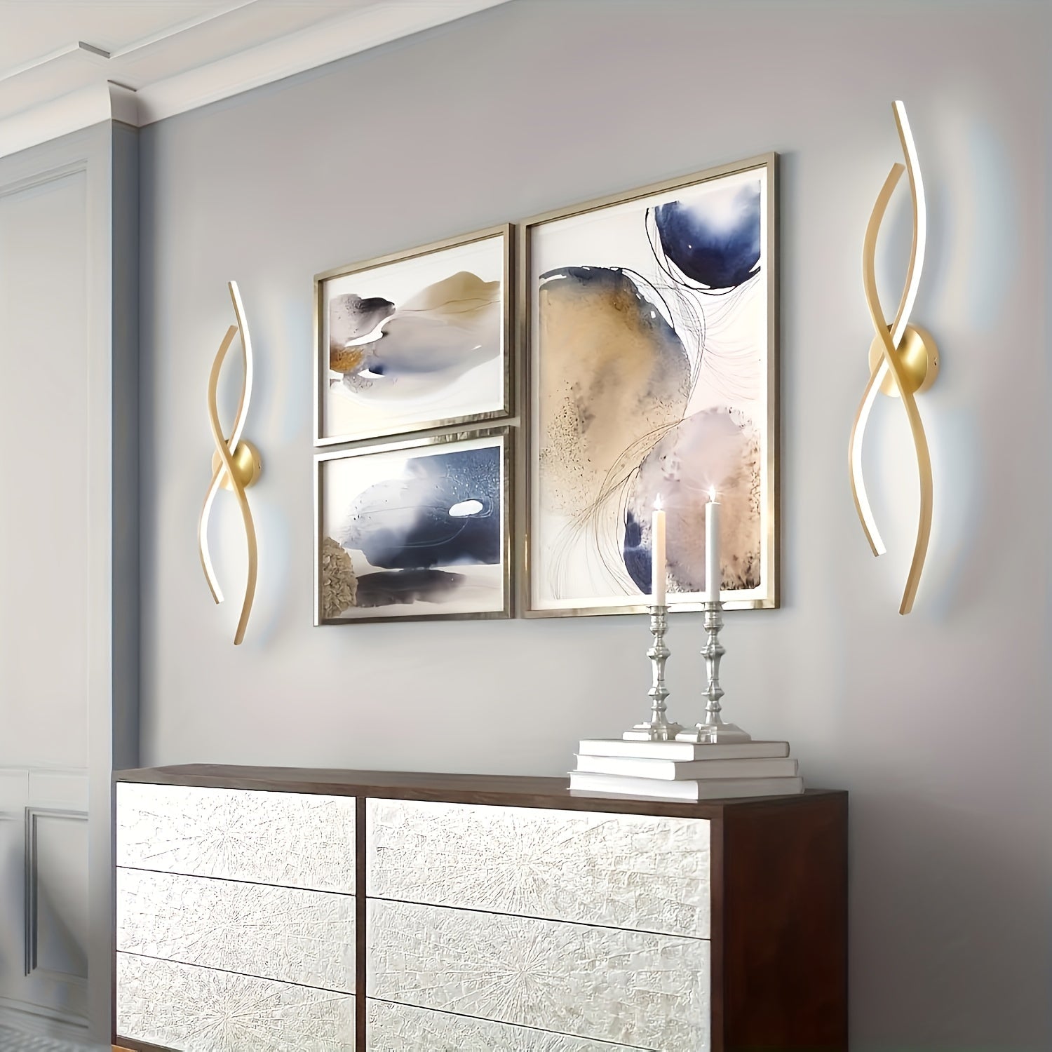 Lámpara de pared LED dorada moderna, 1 unidad, ideal para iluminación interior en salas, habitaciones, pasillos, tocadores de baño, diseño metálico contemporáneo, lámpara de escritorio para dormitorio, iluminación para sala | Lámpara de pared elegante, l