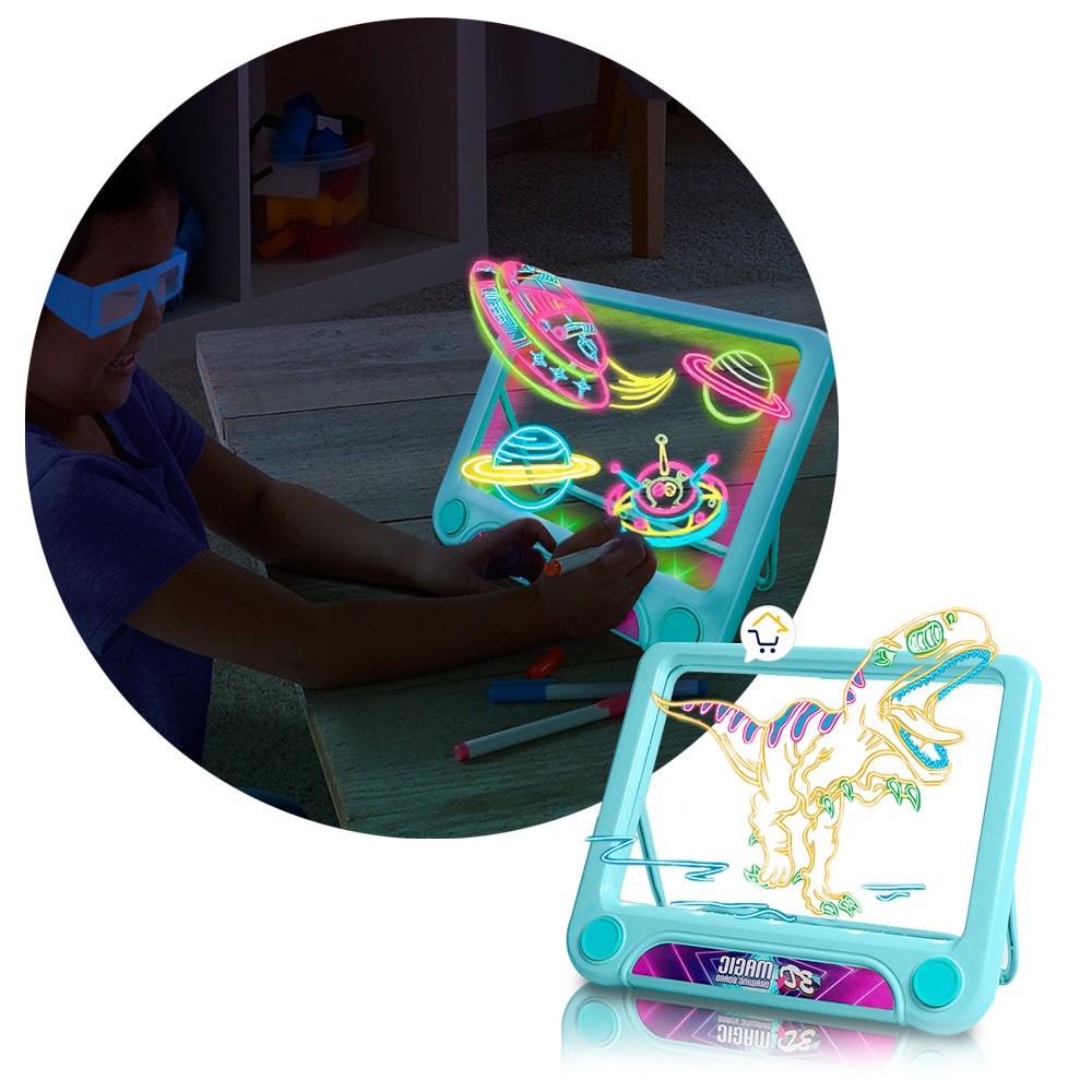 Tablero De Dibujo Mágico 3D Marcadores Neón Didáctica Infantil 2D-8366