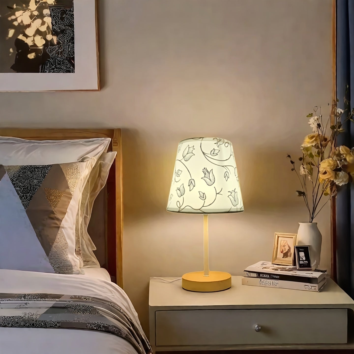 Lámpara de mesa LED minimalista moderna con base de madera - Iluminación cálida y ahorro de energía, adecuada para dormitorio, sala de estar o habitación de adolescentes, alimentada por USB, control de interruptor, iluminación cómoda | Diseño de lámpara