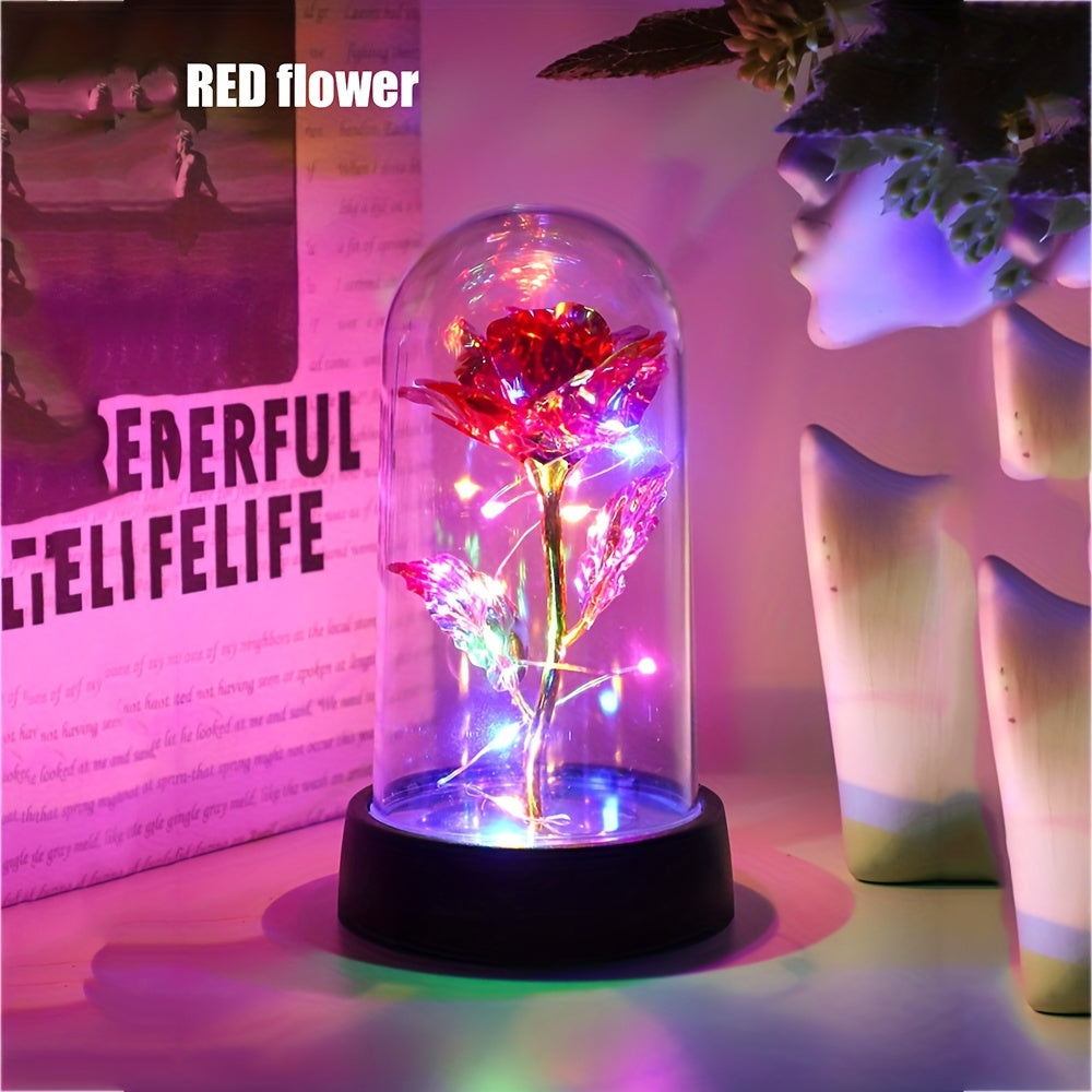 1pc Moderna Luz de Flor de Rosa LED con Cubierta de Plástico, Funciona con Baterías, Decoración de Mesa para Habitación, Lámpara de Flor de Rosa para Decoración de Interiores, Perfecta para el Día de San Valentín, Día de la Madre y Regalo para Parejas