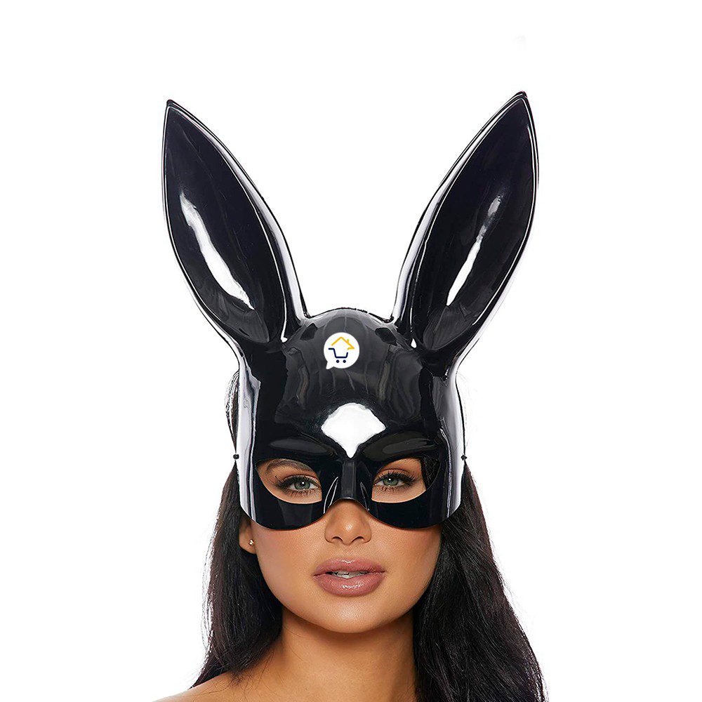 Mascara Conejo Negro Mujer Sexy Media Cara Halloween Accesorio Disfraz PG395N