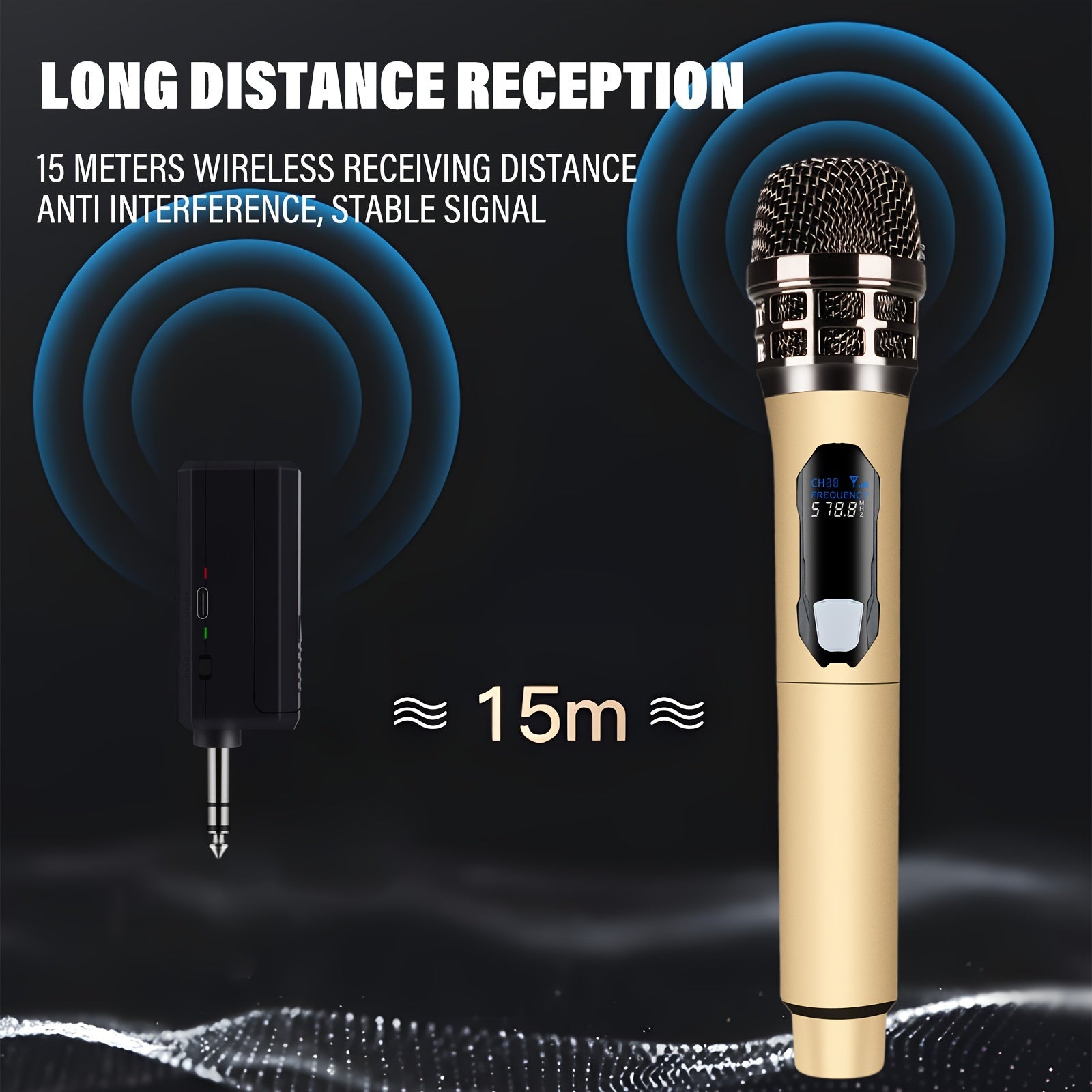 Sistema de Micrófono Dinámico Inalámbrico Profesional de 4pcs/2pcs/1pc - Receptor Recargable, Audio Cristalino, Batería de Larga Duración, Ideal para Fiestas, Iglesia, Reuniones, Bodas, Karaoke, Actuaciones y Discursos Públicos