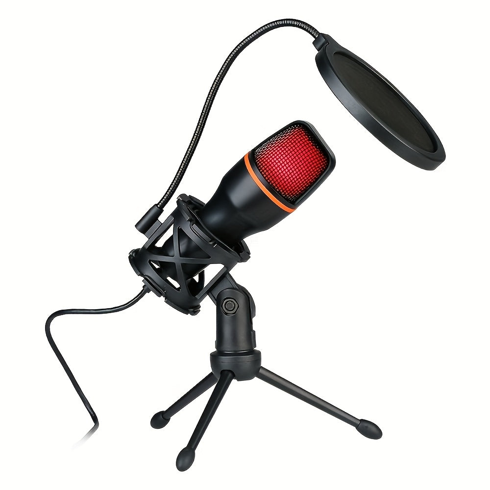 Microfono de Condensador USB ZEALSOUND con Soporte Trípode Ajustable, Iluminación RGB y Filtro Anti-Pop para Computadora - Plug & Play, Sin Controladores Necesarios para Transmisión, Juegos, Podcasts, Grabación de Voz - Compatible con PC, Portátil, Escri