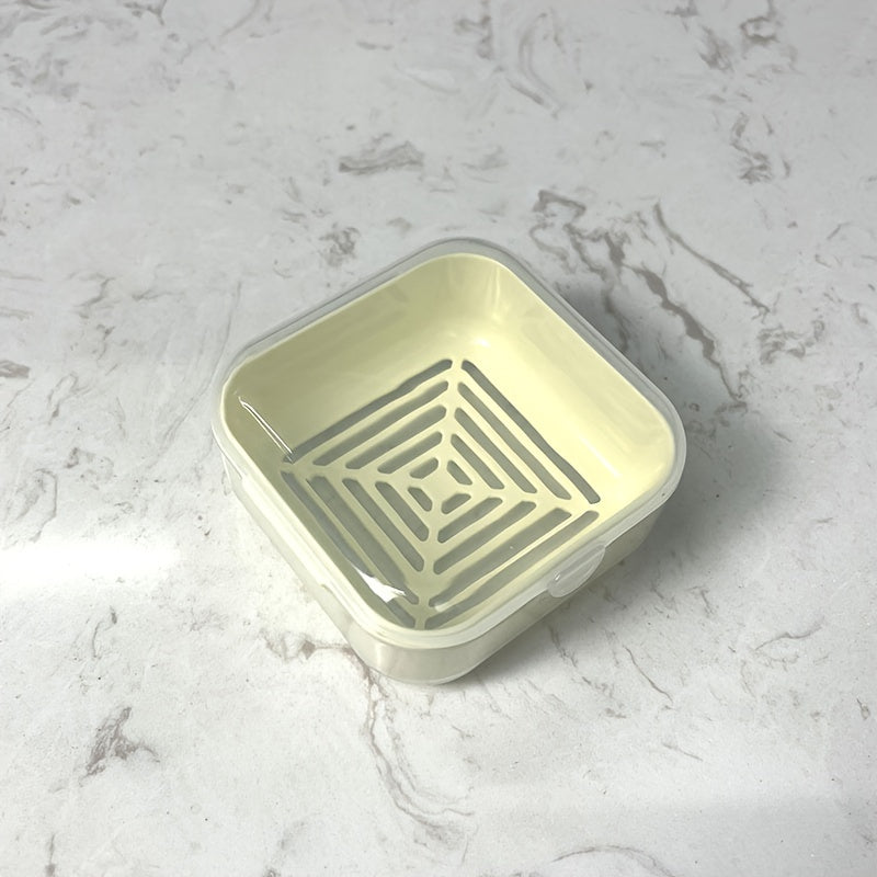 1pc Caja De Jabón Cuadrada De Plástico, Contenedor De Jabón De Viaje Con Tapa, Estuche De Jabón Portátil, Caja De Jabón Sellada A Prueba De Polvo, Plato De Jabón Con Drenaje Para Viajes, Camping, Gimnasio, Accesorios De Baño Esenciales