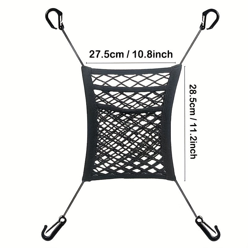 Bolsillo de red universal para automóvil entre asientos, organizador de malla para automóvil de 3 capas, bolsa de red de malla elástica para respaldo de asiento de automóvil para ordenar la barrera de red para perros en el asiento trasero