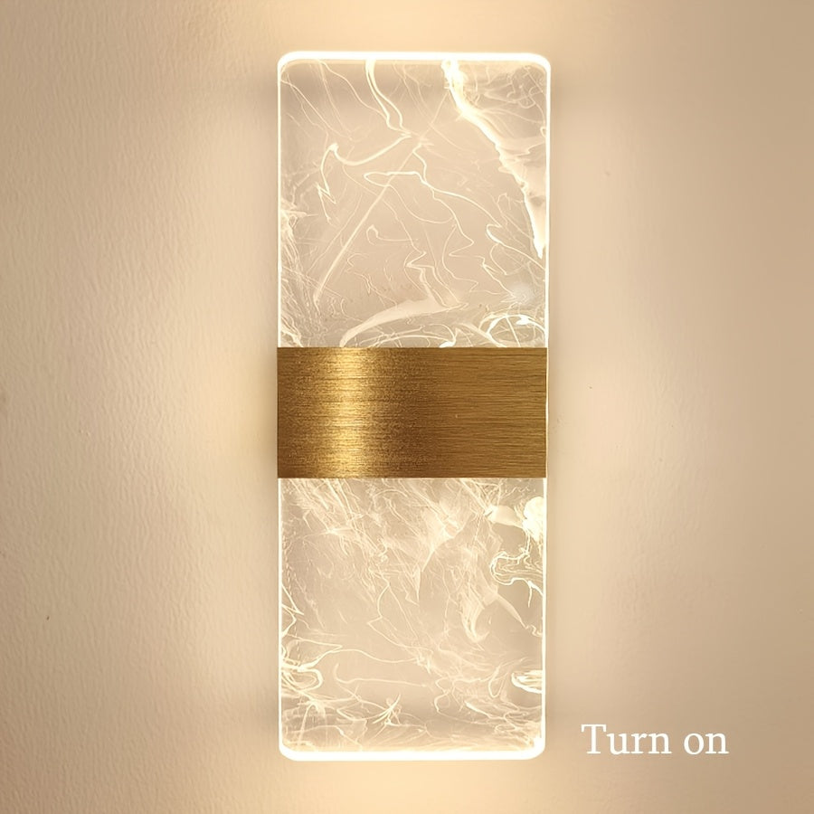 Aplique de pared moderno en acrílico con LED cálido, montaje semiempotrado, acabado metálico, incluye hardware de instalación, para dormitorio, sala de estar, hotel, estudio, pasillo, estilo industrial, cafetería, restaurante - ambiente romántico, decora