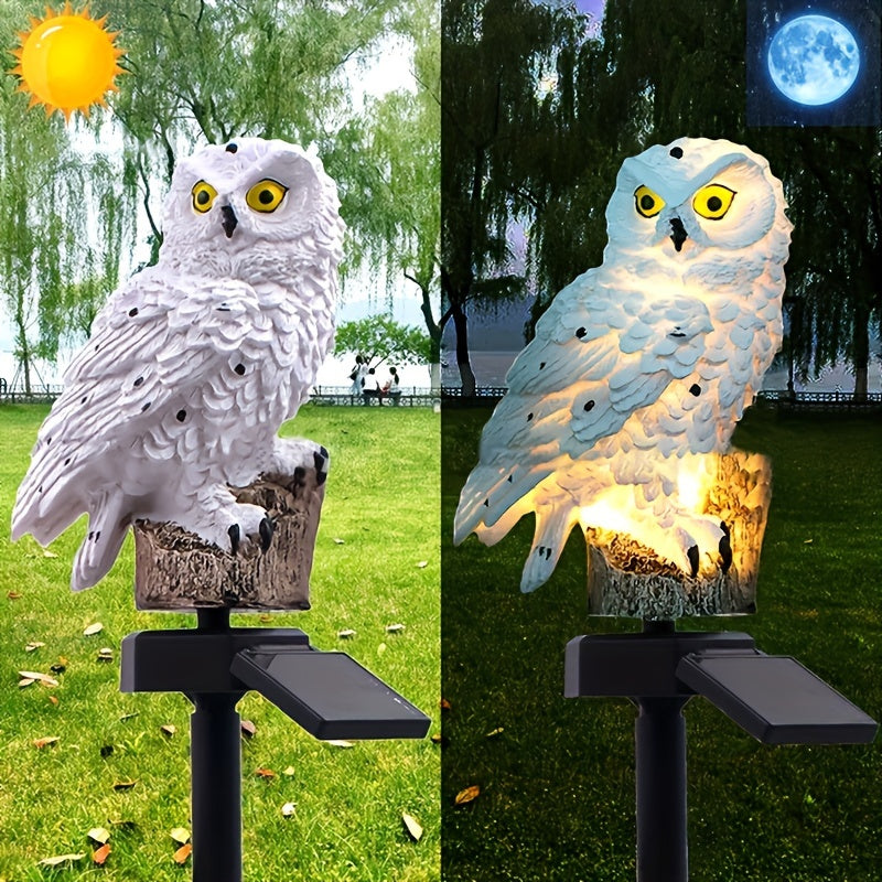 1pc Luz de Jardín Solar en Forma de Estaca, Lámpara LED Realista de Búho para Césped, Iluminación Ambiental Exterior con Encendido Automático Adecuada para Villas, Jardines y Senderos