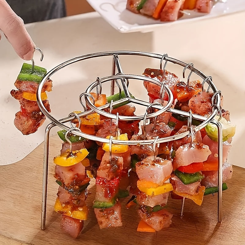 2 Juegos de Espinazos de Acero Inoxidable, 1 Juego de 24 Espinazos, 1 Juego de 10 Espinazos Verticales Independientes, Adecuados para Barbacoas Caseras de Vegetales y Carne, Accesorios para Horno de Aire Frito