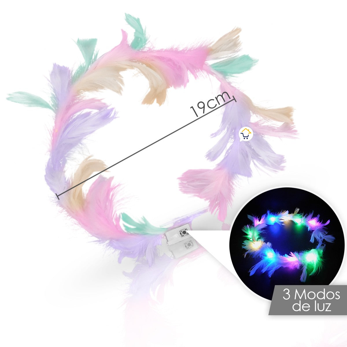 Corona Plumas Aureola Ángel Halo Luz Led Disfraz TRS183