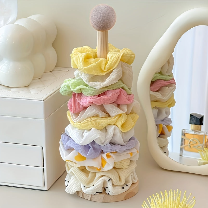 Organizador de Accesorios para el Cabello en Madera Sólida | Diseño Multinivel, Adecuado para Lazos, Clips y Joyería | Colores Neutros Suaves | Almacenamiento Duradero con Base Texturizada | Decoración del Hogar, Accesorios de Peinado y Exhibición de Joy