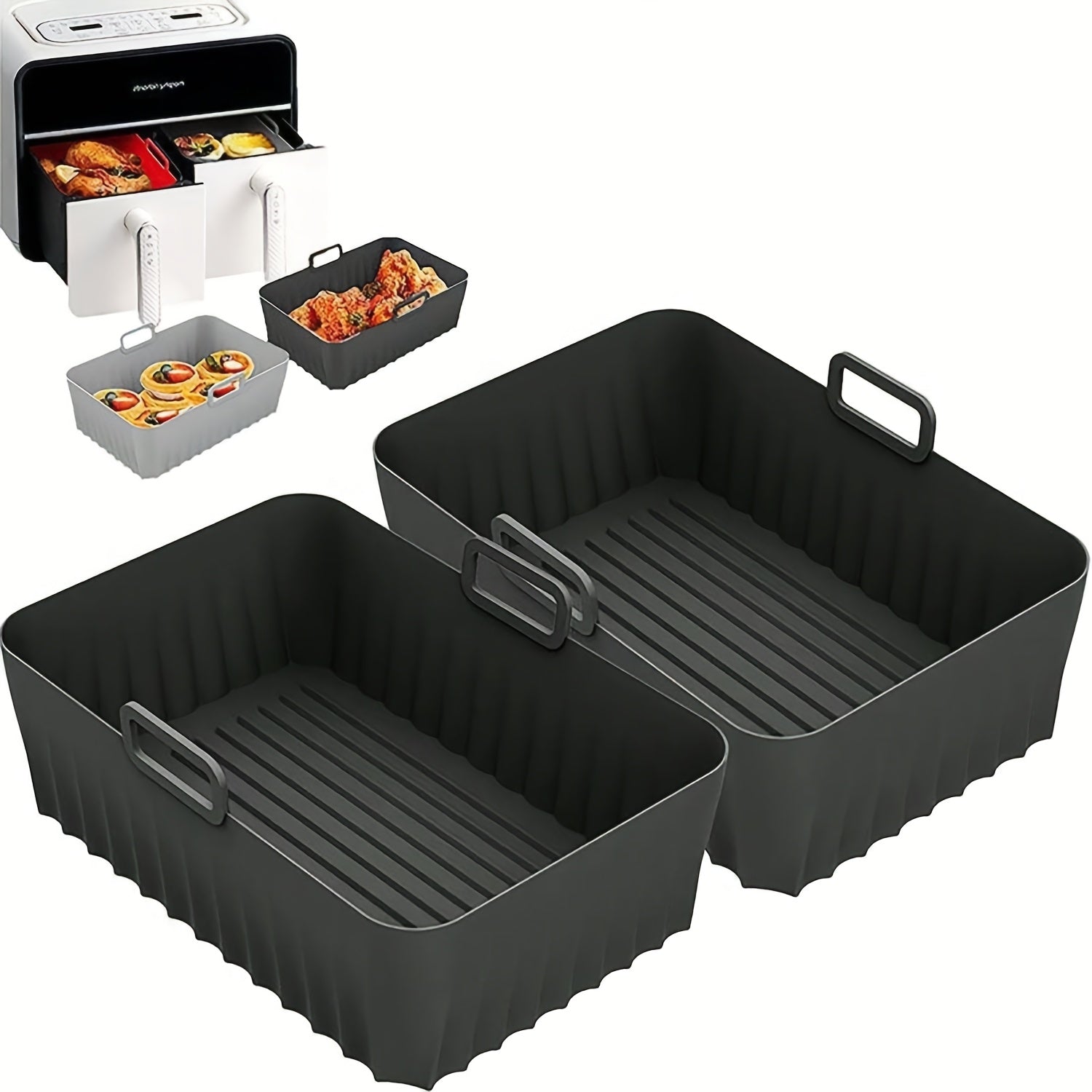 2 piezas/4 piezas de olla reutilizable de silicona para freidora de aire, alfombra de cocción de silicona para freidora de aire, accesorios para freidora de aire, repuestos de cocina, papel para hornear antiadherente para freidora de aire