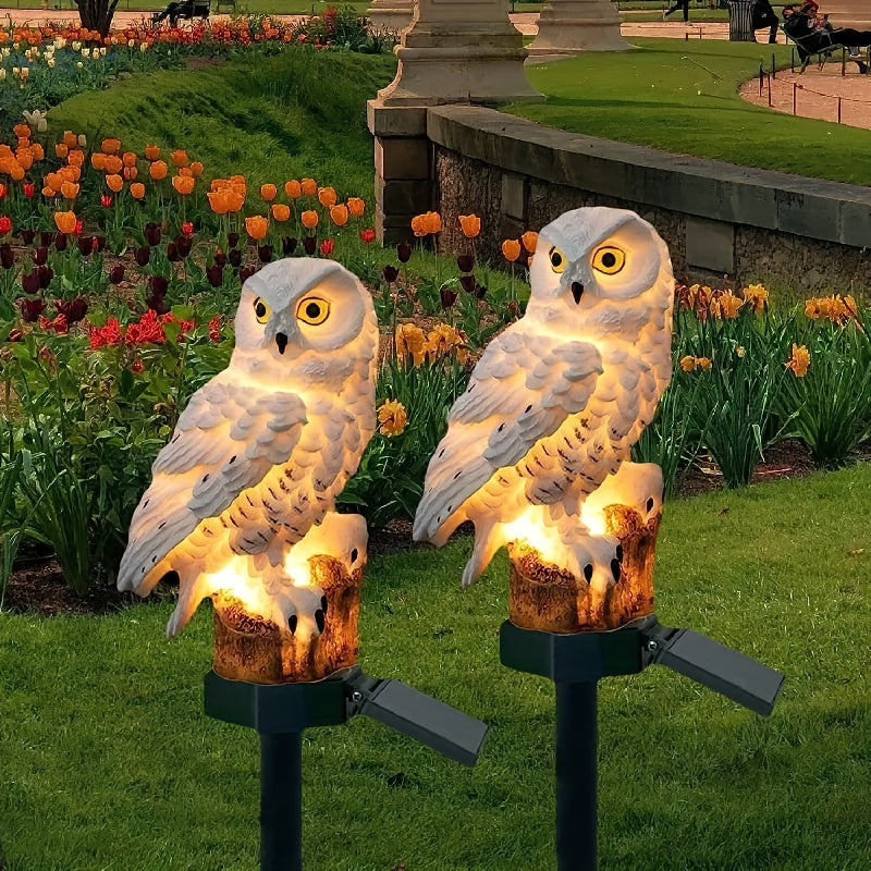 Estatuilla Solar para Exteriores, Decoración de Búho para Jardín, Luz Plástica Ahorradora de Energía con Iluminación LED Temática Animal para Todas las Estaciones, Adorno Navideño y para Césped o Patio
