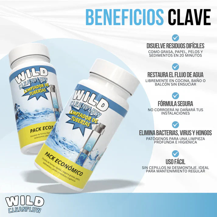 Destapa cañeria Wild Cleanflow™ - Desatasca sin esfuerzo. Limpia desde la raíz