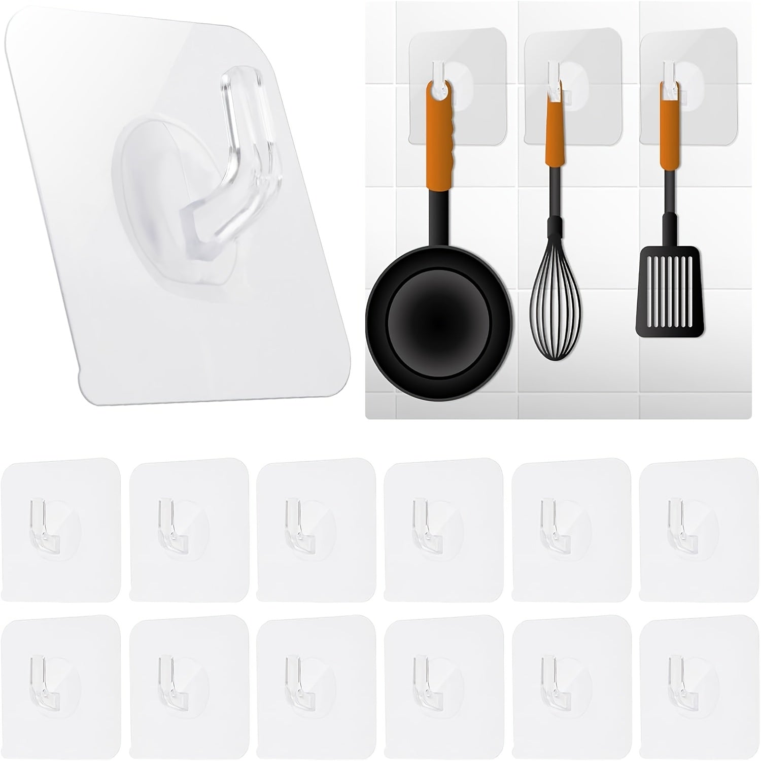 Ganchos de plástico autoadhesivos - 1/5/10/20 piezas, fácil instalación en pared, estilo moderno, transparentes, resistentes e impermeables para toallas, batas, llaves en cocina y baño
