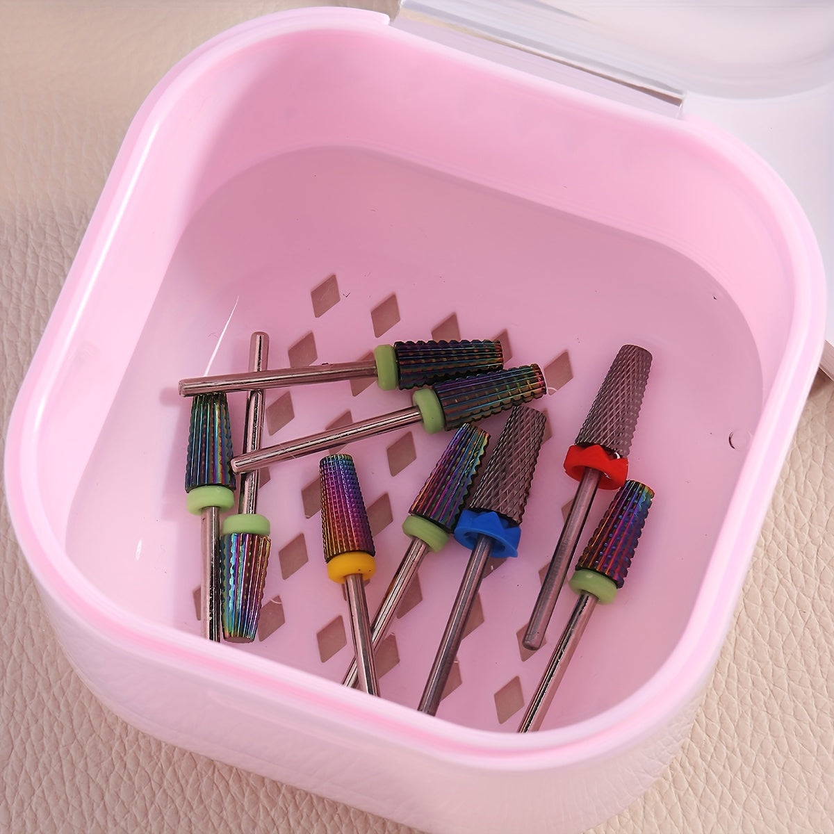 1pc Caja Esterilizadora de Cabezal de Pulido de Uñas Multicolor con Filtro - Estuche de Plástico Duradero e Inodoro para una Limpieza y Desinfección Eficiente de Herramientas de Uñas, Ideal para Salones