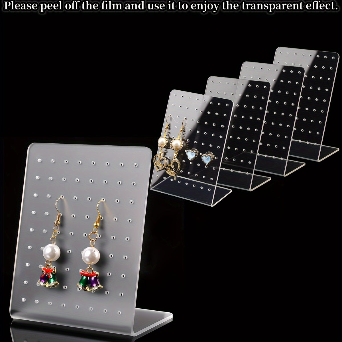 Organizador de aretes acrílico con 72 orificios, 1/2/3/4/10 piezas, soporte para exhibición de joyería, transparente, ideal para venta al por menor, almacenamiento en casa, medidas 10.01 x 7.59 x 5.51 cm, torres para joyería