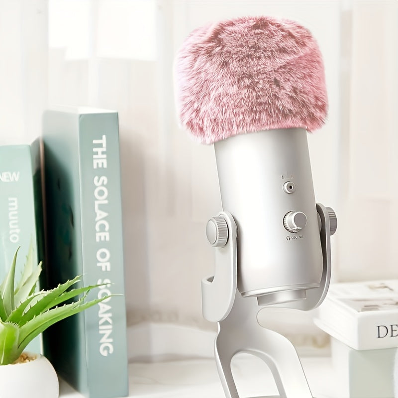 Parasol de Viento Color Rosa y Espuma para Blue Yeti, Blue Yeti Pro USB Condensador Microfono, Parabrisas de Microfono para Interior y Exterior 1 espuma + 1 peludo