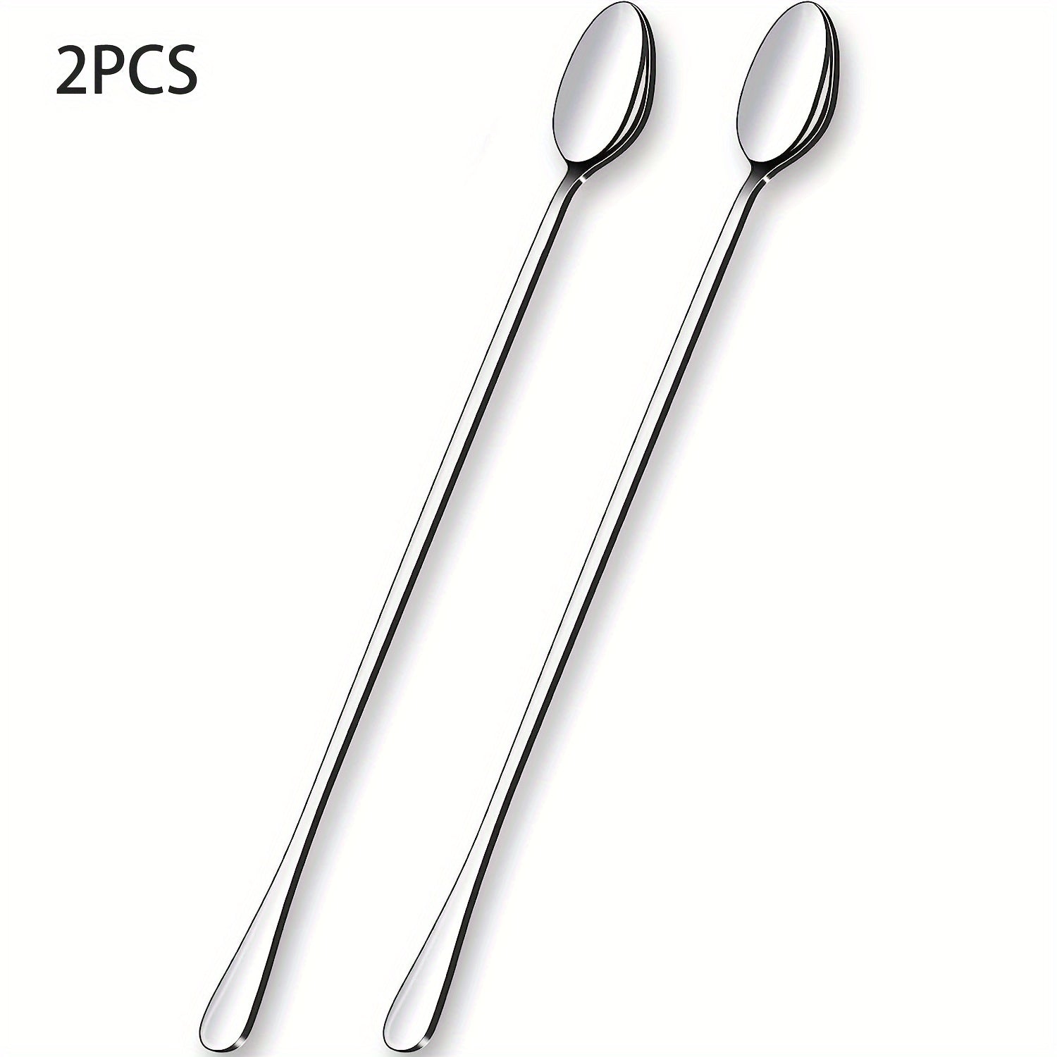 2 Piezas, Cucharas Para Té Helado De Acero Inoxidable, Cucharas De 11.7'' De Largo Para Revolver, Cucharas De Mezcla De Cóctel Duraderas Para Casa, Cocina, Cafetería, Bar, Aptas Para Lavavajillas, Acabado Espejo